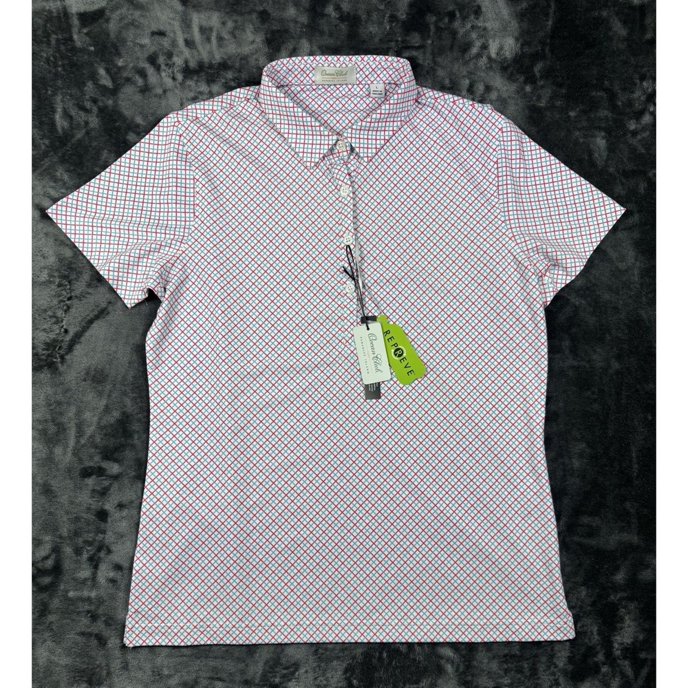 NWT Ocean Club Paradise Island Women's L Golf Polo Pink Blue Performance $105